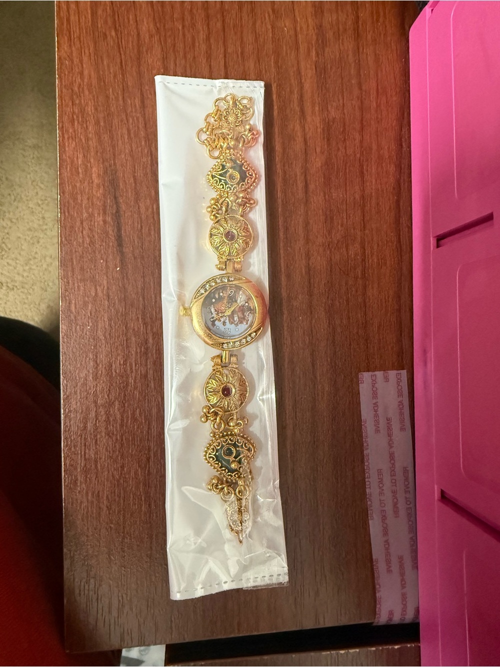 Gold-Tone Ornate Floral Bracelet Watch - Women's Jewelry